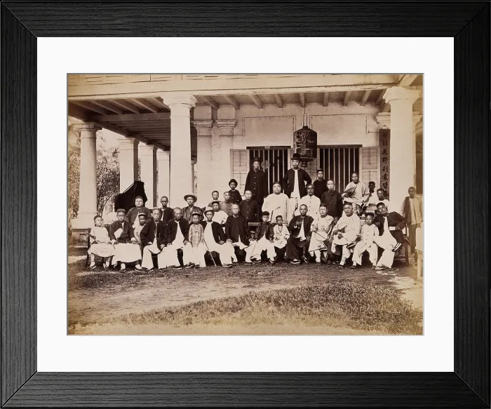 Framed Print : Malaya: Chinese merchants grouped outside their club house on Penang Island, 1881. Creator: John Edmund Taylor Framed Print : Malaya: Chinese merchants grouped outside their club house on Penang Island, 1881. Creator: John Edmund Taylor