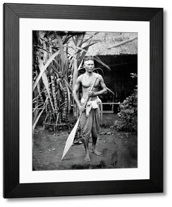 Framed Print : A Siamese boatman, 1865. Creator: John Thomson