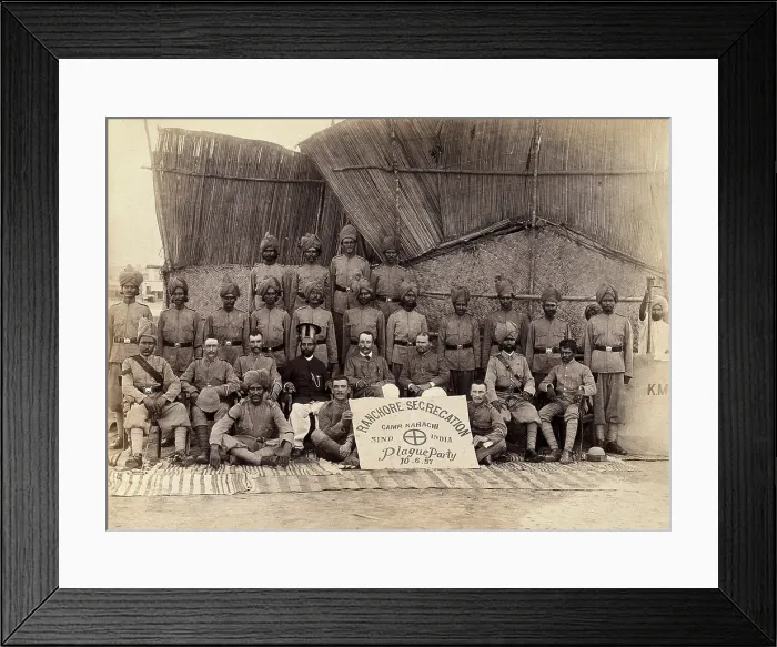 Framed Print : Staff of the Runchore segregation camp, set up by the Karachi Plague Committee, India, 1897. Creator: Unknown Framed Print : Staff of the Runchore segregation camp, set up by the Karachi Plague Committee, India, 1897. Creator: Unknown