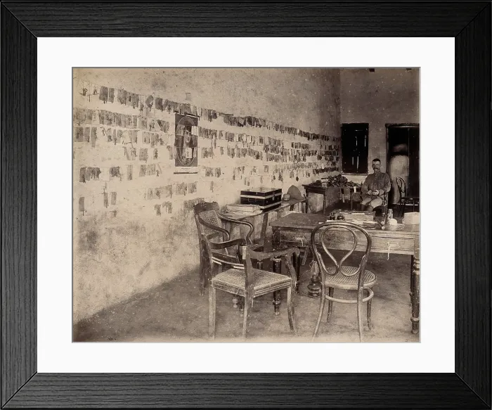 Framed Print : The office of an officer who works for the Karachi Plague Committee, India, 1897. Creator: Unknown Framed Print : The office of an officer who works for the Karachi Plague Committee, India, 1897. Creator: Unknown