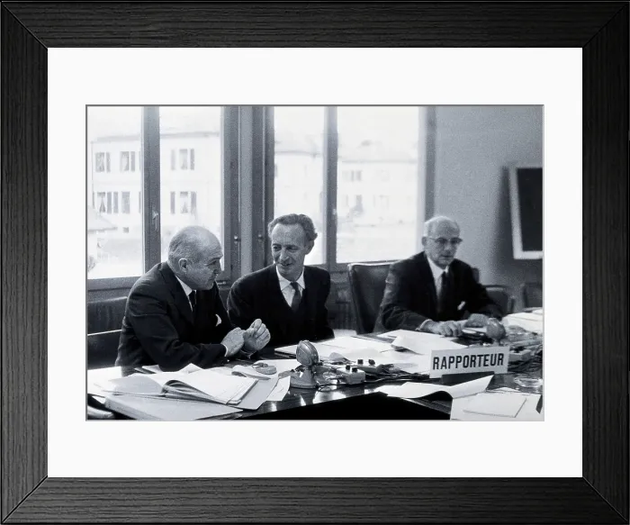 Framed Print : Carlos Alberto Alvarado, Leonard George Goodwin, and LH Schmidt, c1950. Creator: Unknown Framed Print : Carlos Alberto Alvarado, Leonard George Goodwin, and LH Schmidt, c1950. Creator: Unknown