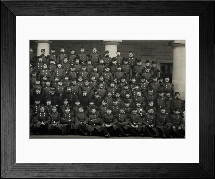 Framed Print : French soldiers including Louis de Broglie (front row, third from right), 1914. Creator: Unknown Framed Print : French soldiers including Louis de Broglie (front row, third from right), 1914. Creator: Unknown