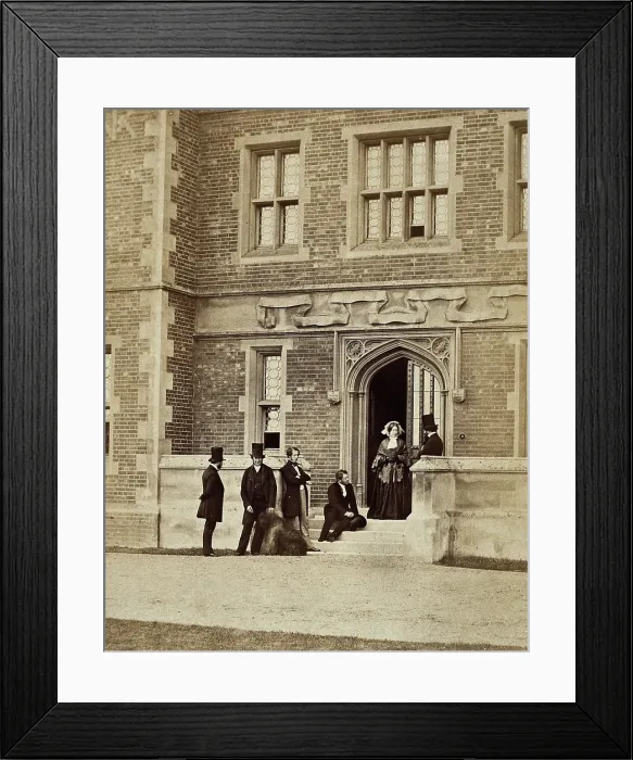 Framed Print : Group of six people with a sheepdog, c1860s. Creator: Unknown Framed Print : Group of six people with a sheepdog, c1860s. Creator: Unknown