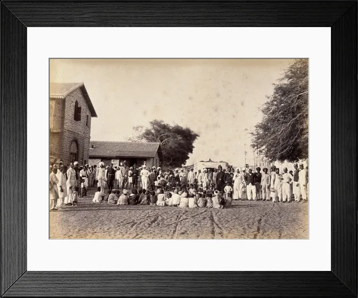 Framed Print : Staff of the Karachi plague committee in the town of Dhobi Ghat, during bubonic plague... 1897. Creator: Unknown Framed Print : Staff of the Karachi plague committee in the town of Dhobi Ghat, during bubonic plague... 1897. Creator: Unknown