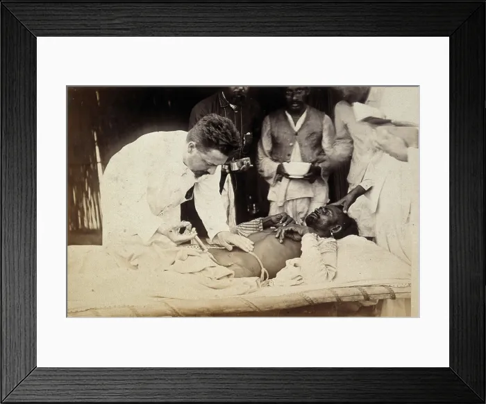 Framed Print : Man being injected by doctor, during the outbreak of bubonic plague in Karachi, India, 1897. Creator: Unknown Framed Print : Man being injected by doctor, during the outbreak of bubonic plague in Karachi, India, 1897. Creator: Unknown