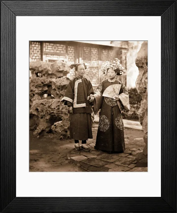 Framed Print : China: a Manchu bride in her wedding clothes with her maid, Beijing, 1869. Creator: John Thomson Framed Print : China: a Manchu bride in her wedding clothes with her maid, Beijing, 1869. Creator: John Thomson