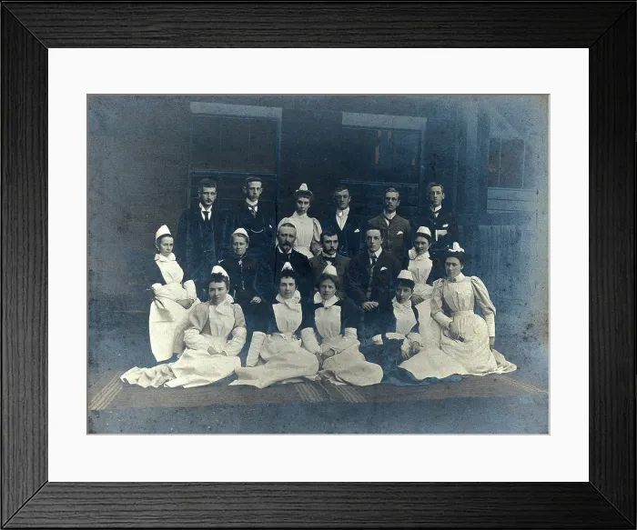 Framed Print : James Rutherford Morison with his staff: seven men and nine women, c1900. Creator: Unknown Framed Print : James Rutherford Morison with his staff: seven men and nine women, c1900. Creator: Unknown