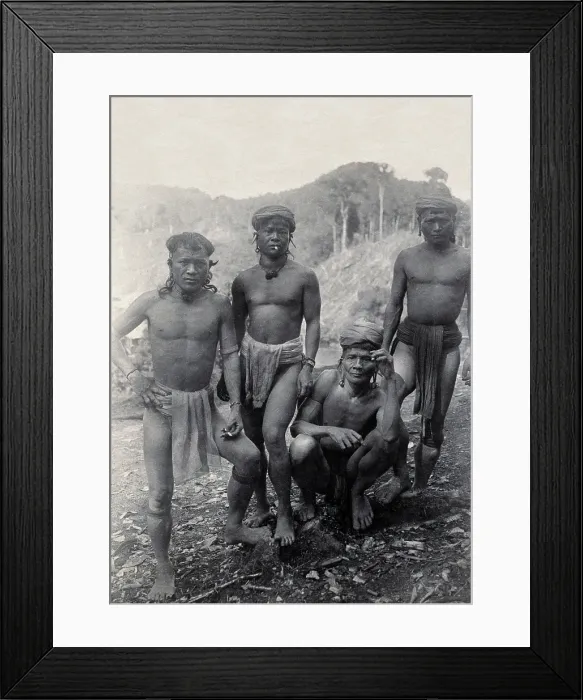 Framed Print : Sarawak: four Punan men, c1900. Creator: Unknown