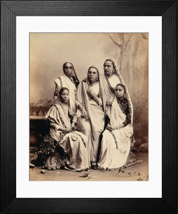 Framed Print : Parsee women wearing saris: group portrait, c1900. Creator: Unknown Framed Print : Parsee women wearing saris: group portrait, c1900. Creator: Unknown