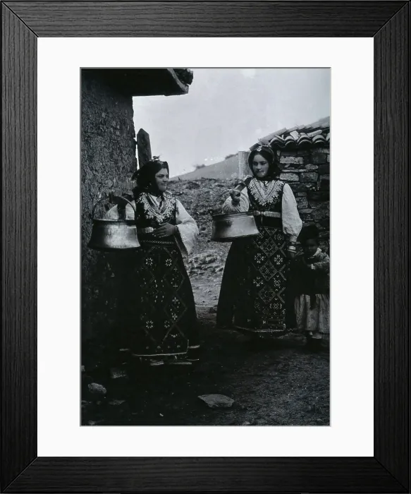 Framed Print : Two Bulgarian women with a child wearing national dress, c1900. Creator: Unknown Framed Print : Two Bulgarian women with a child wearing national dress, c1900. Creator: Unknown