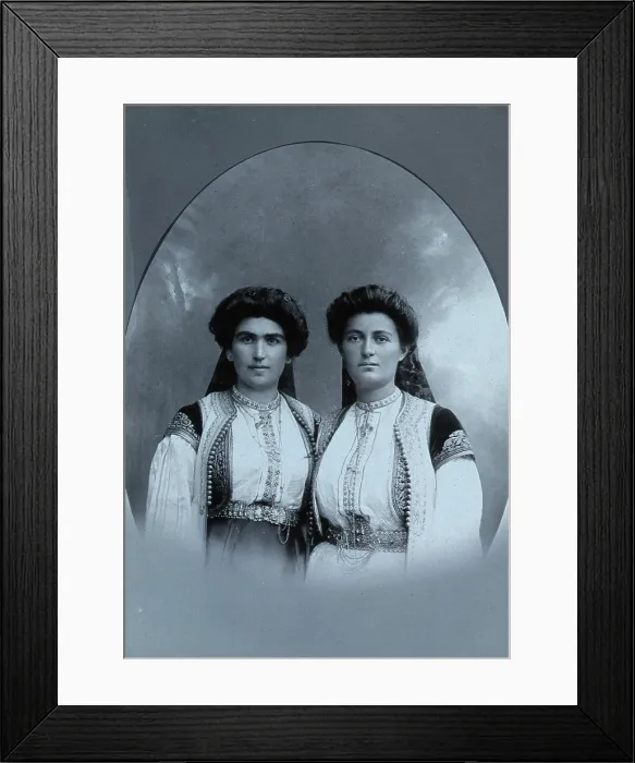 Framed Print : Two Montenegrin women wearing national dress, c1890s. Creator: Unknown Framed Print : Two Montenegrin women wearing national dress, c1890s. Creator: Unknown