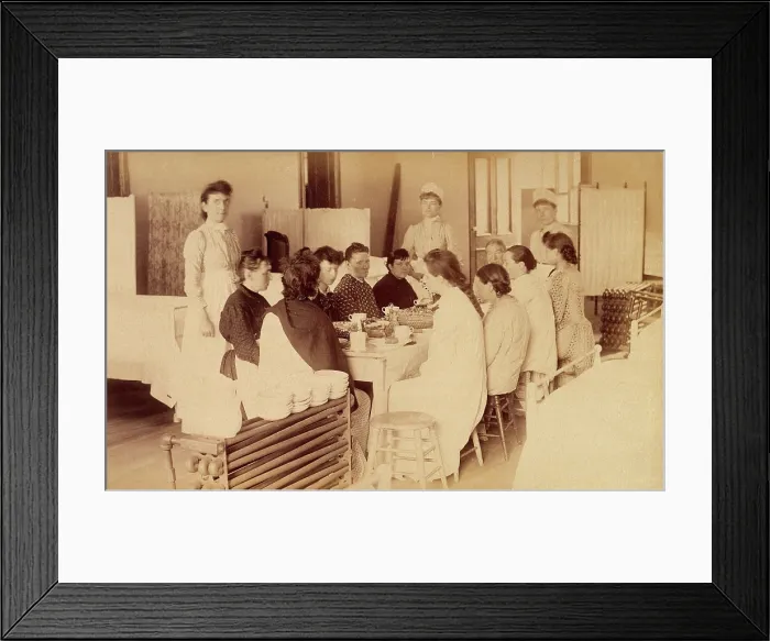 Framed Print : Bellevue Hospital, New York City: women patients (mentally ill?) having a meal... 1885-1898. Creator: Unknown