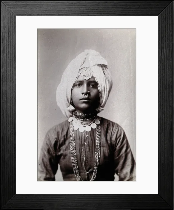 Framed Print : A young Hindu girl, perhaps a princess, in a studio setting, c1900. Creator: Unknown Framed Print : A young Hindu girl, perhaps a princess, in a studio setting, c1900. Creator: Unknown