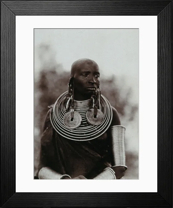 Framed Print : A young Masai woman, wearing much jewellery, approx 1900. Creator: Unknown Framed Print : A young Masai woman, wearing much jewellery, approx 1900. Creator: Unknown