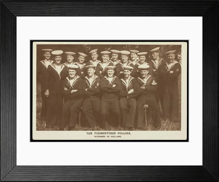 Framed Print : British prisoners of war posing for 'The Timbertown Follies', at a prisoner of war...[1910-1919?]. Creator: Unknown