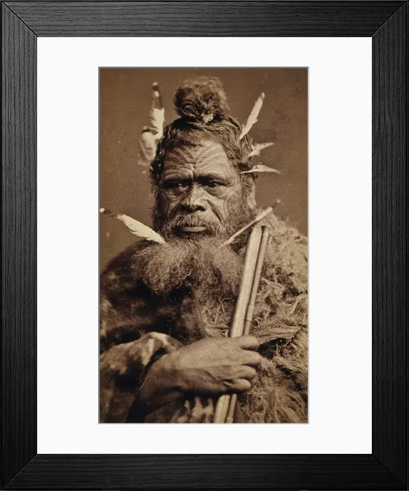 Framed Print : A Maori man with a tattoed face, between 1800 and 1899. Creator: Unknown Framed Print : A Maori man with a tattoed face, between 1800 and 1899. Creator: Unknown