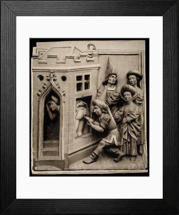 Framed Print : A physician administering a clyster to an embarrassed woman who hides her self and presents her... Creator: Unknown Framed Print : A physician administering a clyster to an embarrassed woman who hides her self and presents her... Creator: Unknown