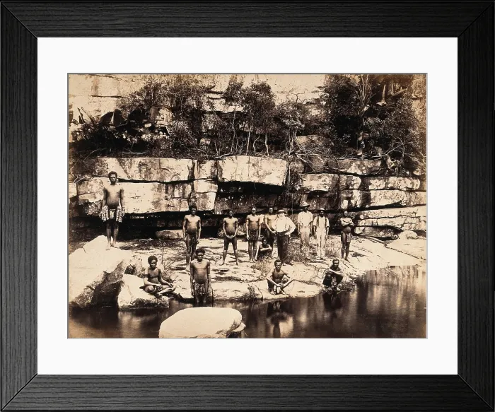 Framed Print : Eshowe, South Africa: a group of Africans at Adam's Mill, c1880s. Creator: John Wallace Bradley. Eshowe, South Africa: a group of Africans at Adam's Mill, c1880s