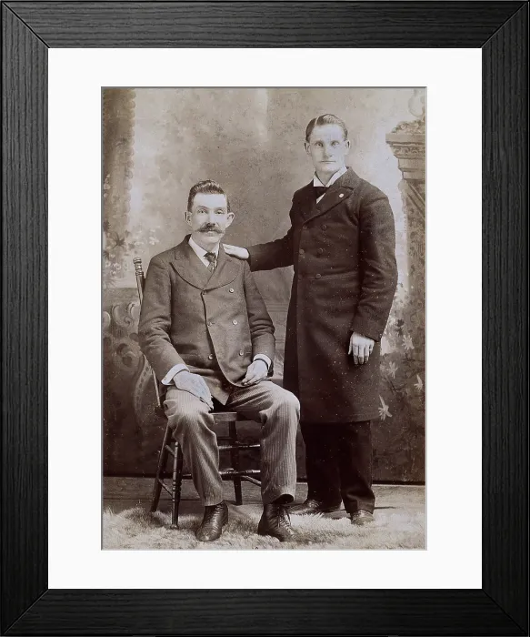 Framed Print : Reverend Eavens, a man with a hole in his chest, seated; with Reverend Kipe, standing, c1880s. Creator: WC Bell Framed Print : Reverend Eavens, a man with a hole in his chest, seated; with Reverend Kipe, standing, c1880s. Creator: WC Bell