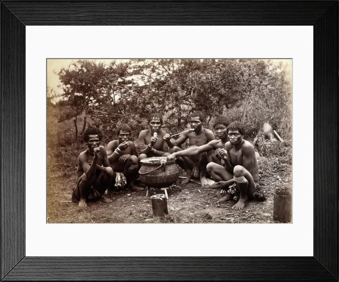 Framed Print : South Africa: Natal people eating, between 1800 and 1899. Creator: Unknown Framed Print : South Africa: Natal people eating, between 1800 and 1899. Creator: Unknown
