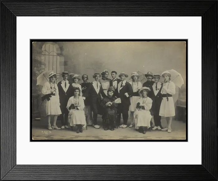 Framed Print : Servicemen in Malta performing a play, some in drag, c1918. Creator: R Ellis Framed Print : Servicemen in Malta performing a play, some in drag, c1918. Creator: R Ellis