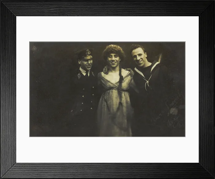 Framed Print : Three sailors with arms round each other, 1917. Creator: Unknown Framed Print : Three sailors with arms round each other, 1917. Creator: Unknown