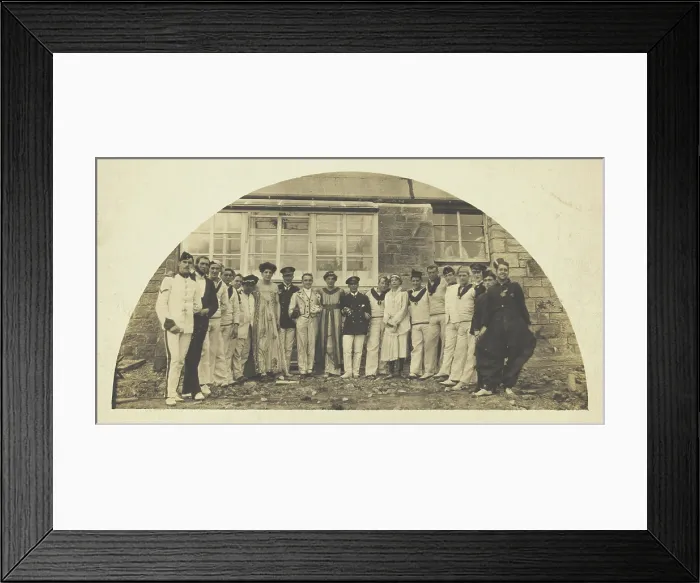 Framed Print : Sailors with men in drag outside a building, [between 1910 and 1919?]. Creator: Unknown