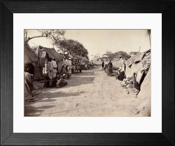 Framed Print : Pathway through the centre of a segregation camp during bubonic plague outbreak, Karachi, India, 1897 Creator: Unknown Framed Print : Pathway through the centre of a segregation camp during bubonic plague outbreak, Karachi, India, 1897 Creator: Unknown
