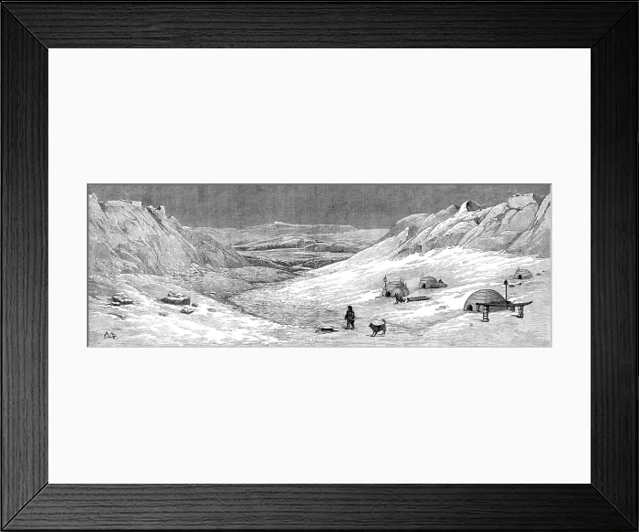 Framed Print : The American Franklin Search Expedition - scene on Hayes River, Big Bend, May 19, 1879, (1881). Creator: Unknown Framed Print : The American Franklin Search Expedition - scene on Hayes River, Big Bend, May 19, 1879, (1881). Creator: Unknown
