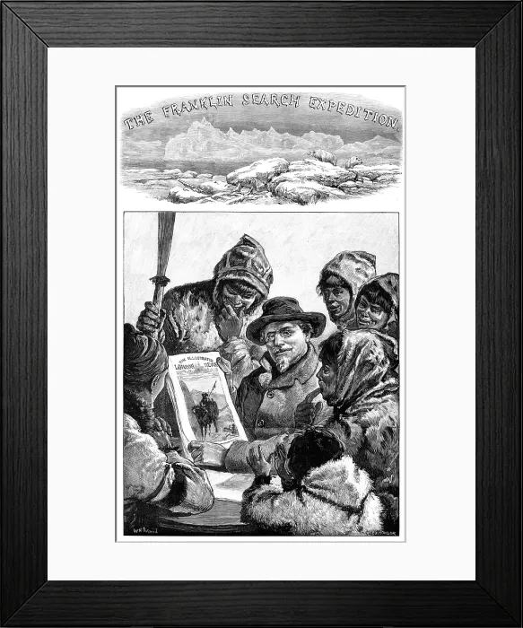 Framed Print : Franklin Search Expedition - Lt Schwatka Showing the esquimaux the 'Illustrated London News', 1881. Creator: R&E Taylor Framed Print : Franklin Search Expedition - Lt Schwatka Showing the esquimaux the 'Illustrated London News', 1881. Creator: R&E Taylor