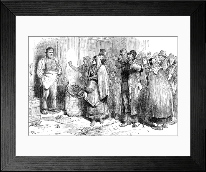 Framed Print : The State of Ireland: 'boycotting' a tradesman, County Mayo, 1881. Creator: Unknown Framed Print : The State of Ireland: 'boycotting' a tradesman, County Mayo, 1881. Creator: Unknown