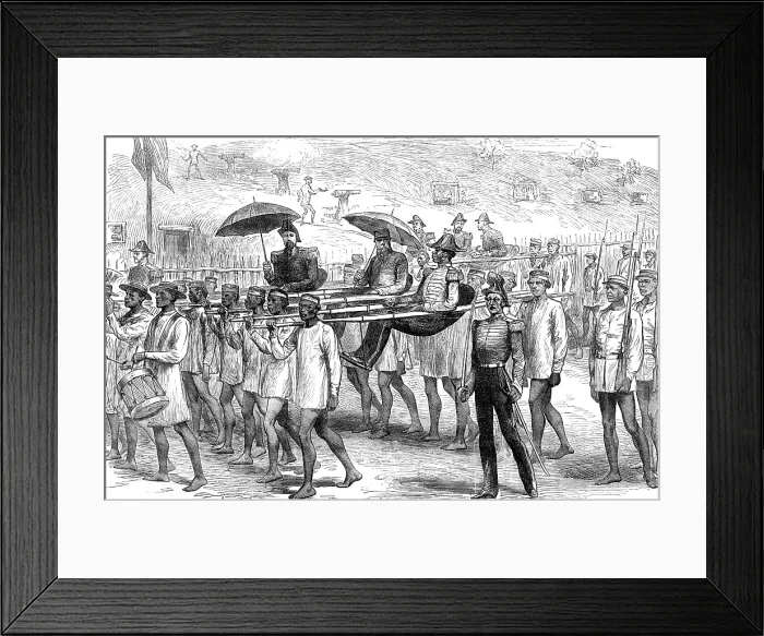 Framed Print : Sketches in Madagascar: British naval officers arriving on a visit to the Governor of Tamatave, 1881 Creator: Unknown Framed Print : Sketches in Madagascar: British naval officers arriving on a visit to the Governor of Tamatave, 1881 Creator: Unknown