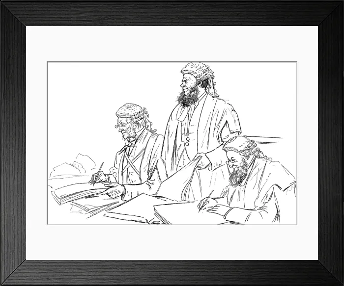 Framed Print : The Irish Land League Trials: Mr. F. Macdonogh, Q.C.; Mr. M'Loughlin, Q.C.; Mr. S. Walker, Q.C. 188 Creator: Wallis Mackay. The Irish Land League Trials: Mr. F Framed Print : The Irish Land League Trials: Mr. F. Macdonogh, Q.C.; Mr. M'Loughlin, Q.C.; Mr. S. Walker, Q.C. 188 Creator: Wallis Mackay. The Irish Land League Trials: Mr. F