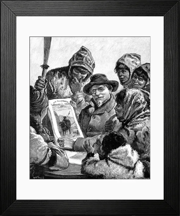 Framed Print : Lieutenant Schwatka Showing the esquimaux the 'Illustrated London News', 1881. Creator: R&E Taylor Framed Print : Lieutenant Schwatka Showing the esquimaux the 'Illustrated London News', 1881. Creator: R&E Taylor