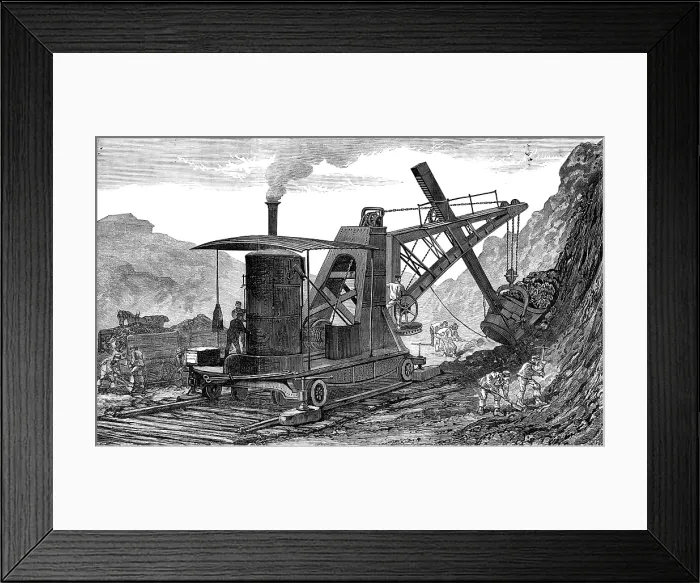 Framed Print : The Royal Visit to Swansea: steam navvy used in making the new dock at Swansea, 1881. Creator: Unknown Framed Print : The Royal Visit to Swansea: steam navvy used in making the new dock at Swansea, 1881. Creator: Unknown