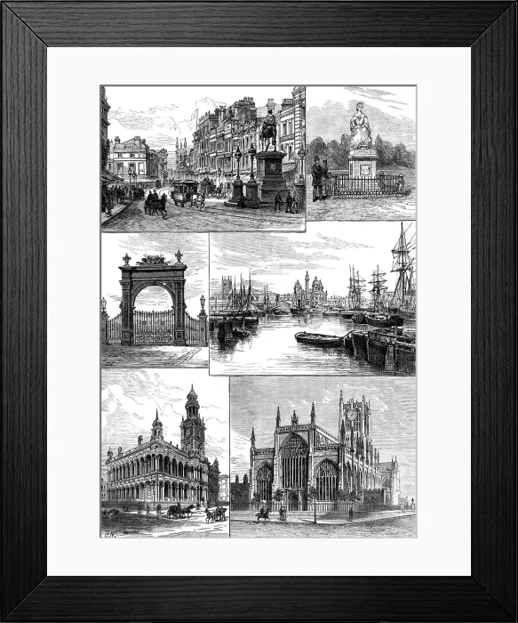 Framed Print : Commencement of the Hull, Barnsley, and West Riding Railway and Dock - views in Hull, 1881. Creator: Unknown Framed Print : Commencement of the Hull, Barnsley, and West Riding Railway and Dock - views in Hull, 1881. Creator: Unknown