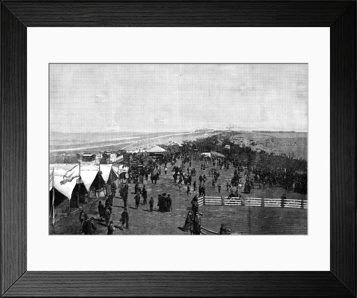 Framed Print : Brighton Volunteer Review: defending force marching into position, seen from the Grand Stand, 1881. Creator: Unknown Framed Print : Brighton Volunteer Review: defending force marching into position, seen from the Grand Stand, 1881. Creator: Unknown