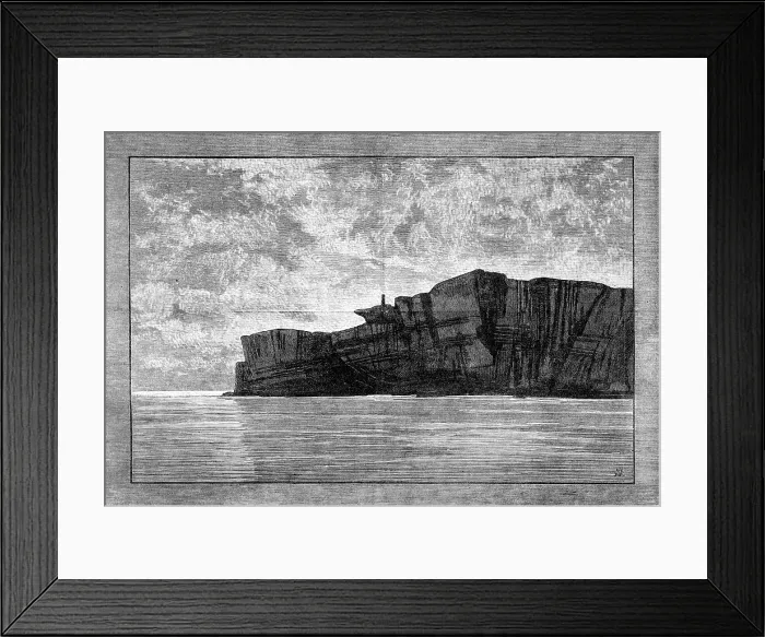 Framed Print : Sketches of the Gulf of St. Lawrence, Lower Canada: lighthouse at entrance to Gaspe Bay, 1881. Creator: Unknown Framed Print : Sketches of the Gulf of St. Lawrence, Lower Canada: lighthouse at entrance to Gaspe Bay, 1881. Creator: Unknown