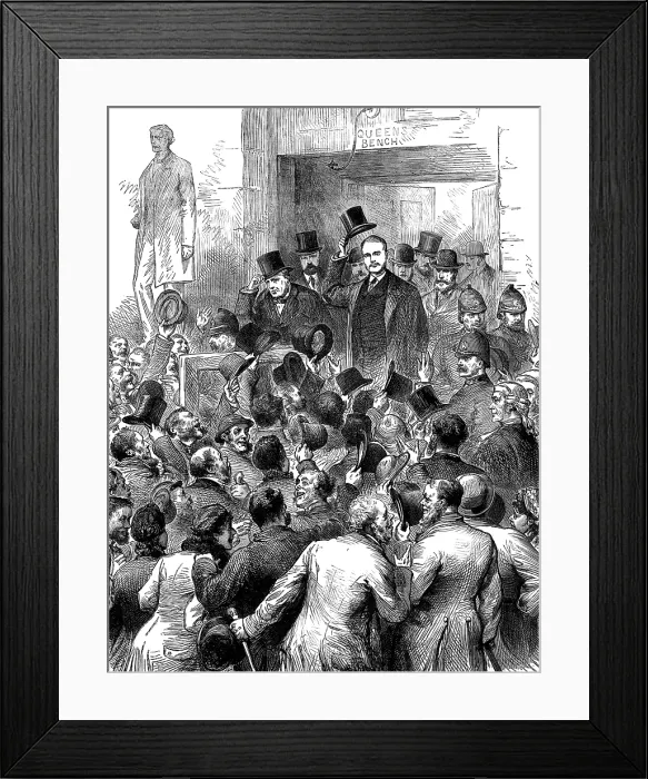 Framed Print : The Irish Land League Trials in Dublin; the traversers leaving the court, 1881. Creator: Unknown Framed Print : The Irish Land League Trials in Dublin; the traversers leaving the court, 1881. Creator: Unknown
