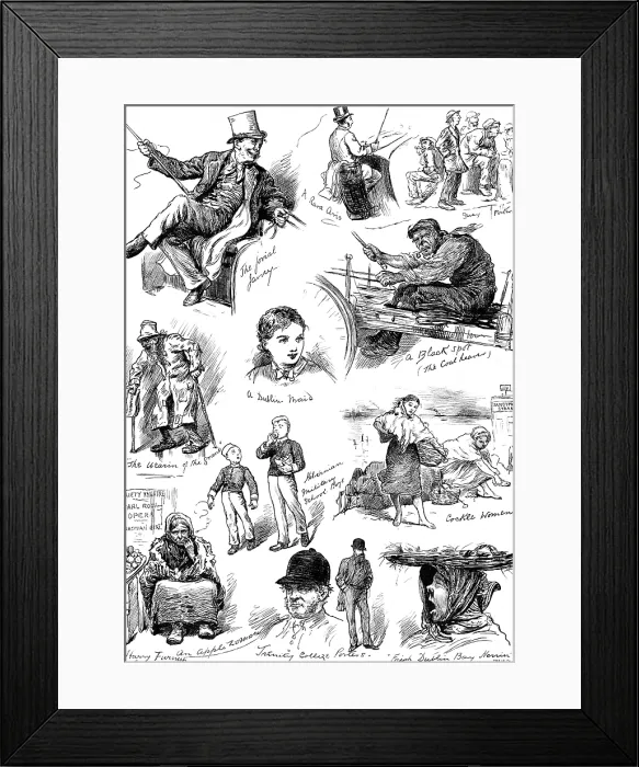 Framed Print : Sketches of Irish character in Dublin, 1881. Creator: Joseph Swain Framed Print : Sketches of Irish character in Dublin, 1881. Creator: Joseph Swain