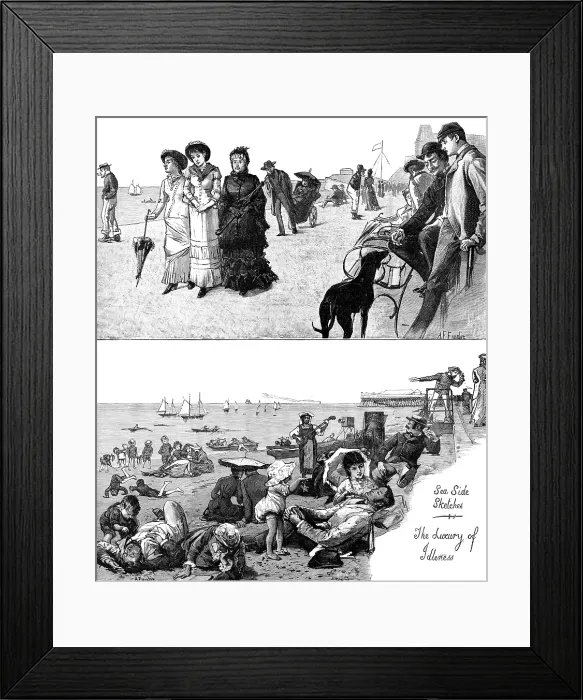 Framed Print : Sea Side Sketches - the Luxury of Idleness, 1883. Creator: Unknown Framed Print : Sea Side Sketches - the Luxury of Idleness, 1883. Creator: Unknown