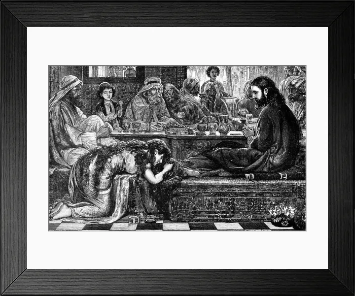 Framed Print : Jesus at the House of the Pharisee, from the picture by F. W. Lawson, 1881. Creator: William James Palmer Framed Print : Jesus at the House of the Pharisee, from the picture by F. W. Lawson, 1881. Creator: William James Palmer