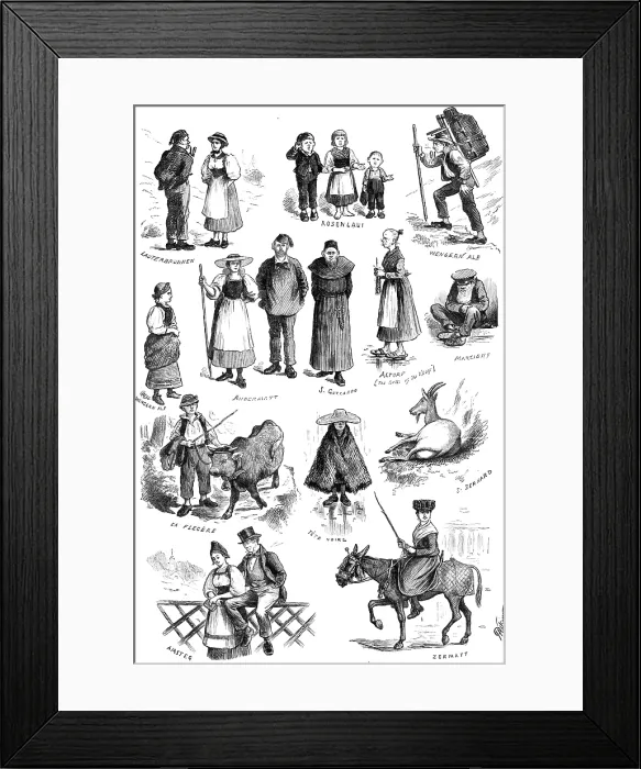 Framed Print : Notes of a Tourist: Swiss folk, 1883. Creator: Unknown Framed Print : Notes of a Tourist: Swiss folk, 1883. Creator: Unknown
