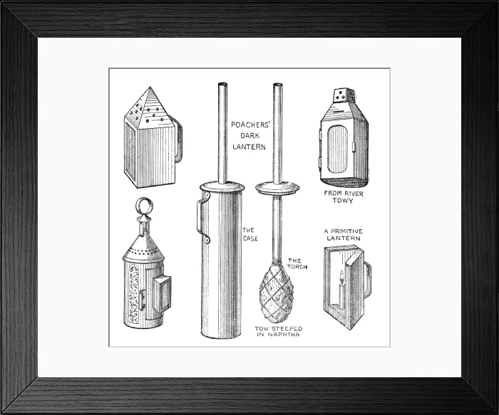 Framed Print : Salmon-poachers lanterns - Mr. Ffennell's collection, International Fisheries Exhibition, 1883. Creator: Unknown. Salmon-poachers lanterns - Mr Framed Print : Salmon-poachers lanterns - Mr. Ffennell's collection, International Fisheries Exhibition, 1883. Creator: Unknown. Salmon-poachers lanterns - Mr