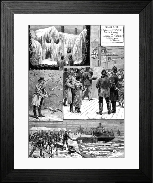 Framed Print : Sketches at Liverpool during the Frost, 1881. Creator: Unknown Framed Print : Sketches at Liverpool during the Frost, 1881. Creator: Unknown