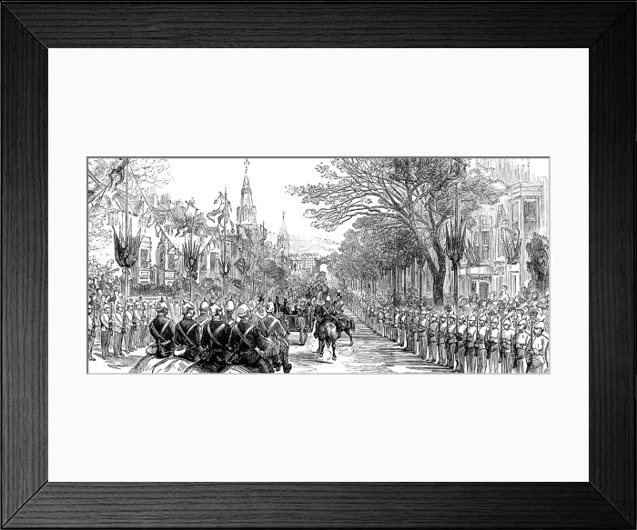 Framed Print : The Royal Visit to Swansea: the procession passing down Walter-Road, 1881. Creator: Unknown Framed Print : The Royal Visit to Swansea: the procession passing down Walter-Road, 1881. Creator: Unknown