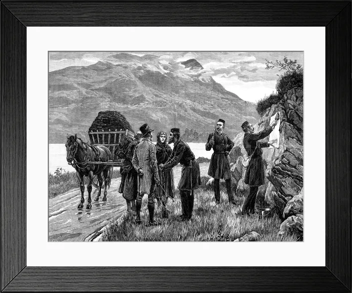 Framed Print : The State of Ireland: posting the government proclamation in Connemara, 1881. Creator: R&E Taylor Framed Print : The State of Ireland: posting the government proclamation in Connemara, 1881. Creator: R&E Taylor