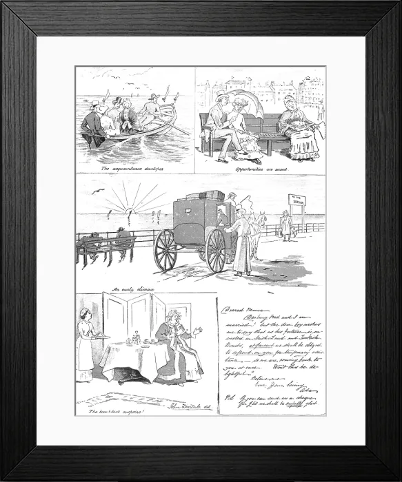 Framed Print : A Seaside Romance, 1883. Creator: Unknown Framed Print : A Seaside Romance, 1883. Creator: Unknown