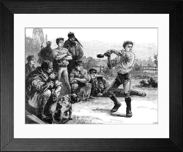 Framed Print : The Century of George Stephenson, Father of Railways: George Stephenson throwing the hammer, 1881. Creator: Unknown Framed Print : The Century of George Stephenson, Father of Railways: George Stephenson throwing the hammer, 1881. Creator: Unknown