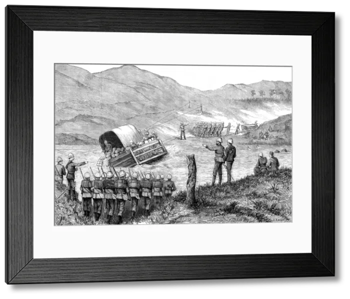 Framed Print : The Transvaal War: capsizing of the pont on the Incangua River, near Newcastle, 1881. Creator: W. I. Mosses Framed Print : The Transvaal War: capsizing of the pont on the Incangua River, near Newcastle, 1881. Creator: W. I. Mosses